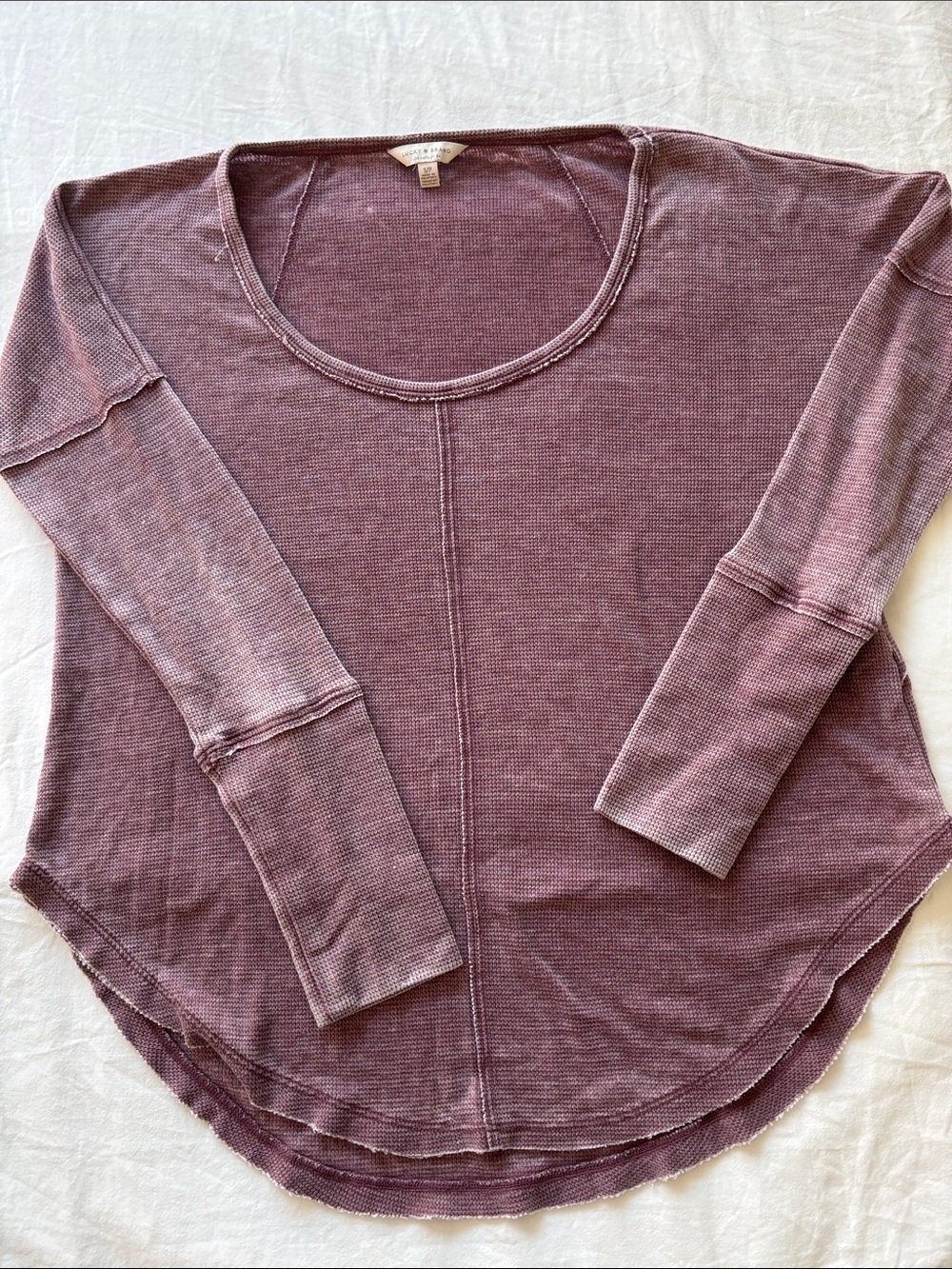 Lucky Brand Waffle-Knit Long Sleeve Top in Mauve